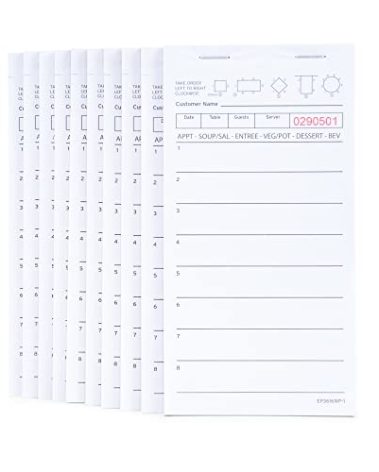 DGBDPACK Guest Check Pads EP-3616WP-1 (10 Pads), Total 500 Sheets White Waitress Notepad, Server Order Pads for Restaurant