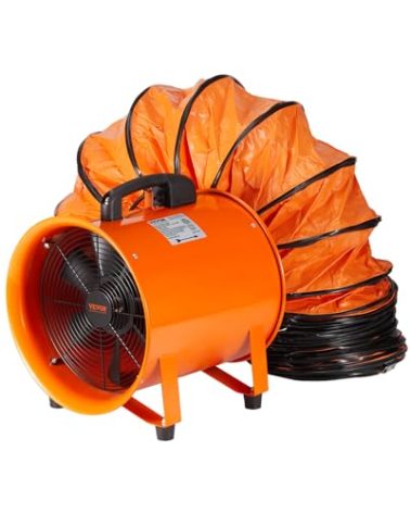 VEVOR Industrial Portable Air Blower Ventilator with Hose, 3198CFM 12 Inch Heavy Duty Tube Exhaust Fan with 33ft Flexible Duct, 585W High Velocity Air Mover for Extraction and Ventilation