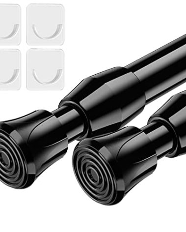 AIZESI Spring Tension Curtain Rods Short Tension Rod (Black,27" to 37"-2Pcs)