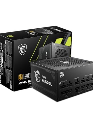MSI MAG A650GL, Fully Modular Compact Gaming 650W Power Supply, 80+ Gold, ATX PSU, 10 Year Warranty