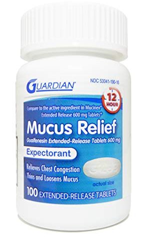 Guardian Mucus Relief, 600mg Guaifenesin 12 Hour Extended Release, Chest Congestion Expectorant (100 Count Bottle)