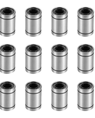 12 Pcs LM8UU Linear Ball Bearings, 8mm Bore Dia, 15mm OD, 24mm Length with Double Side Rubber Seal Great for CNC, 3D Printer