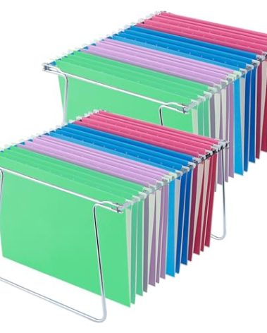 Heavy Duty Steel Hanging File Frame,Letter Size Hanging File Folder Frame,Adjustable Length 11" to 18",2 Packs(Without Folders)