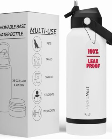 HydraNest Dog Water Bottle 32oz - Insulated Portable Pet Hydration for Beach & Camping - Travel Bowl Included - Thoughtful Gift for Pet Parents and Animal Lovers