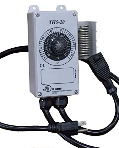 TH5 Line Voltage Thermostat Assembly with Standard 120 Volt Outlet - AC 3 Prong Cord Plugs