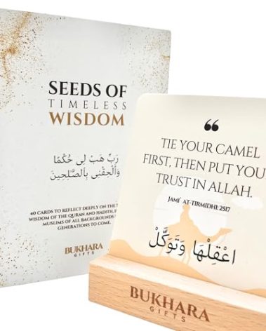 Seeds of Wisdom - 40 Islamic Wisdom Cards, Quran & Hadith Based, Islamic Gifts, Eid Gift, Ramadan Gift, Islamic Affirmation Cards with Wooden Stand