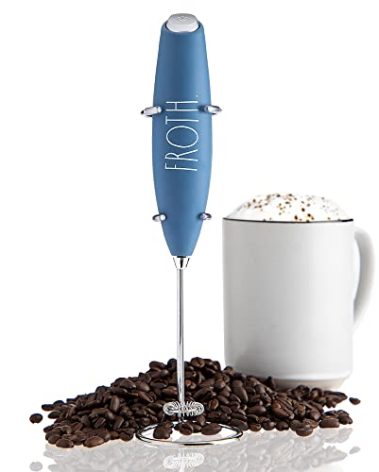 Rae Dunn Milk Frother- Handheld Electric Drink Mixer, Handheld Electric Milk Frother, Coffee Frother, Hand Blender, Frappe Maker, Handheld Latte Maker Milk Foamer (Navy)