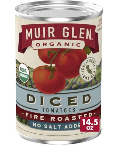 Muir Glen Organic Diced Fire Roasted Canned Tomatoes, No Salt Added, 14.5 oz.