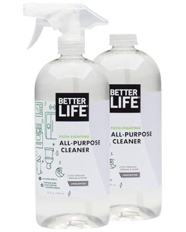 Better Life All Purpose Cleaner - Multipurpose Home and Kitchen Cleaning Spray for Glass, Countertops, Appliances, Upholstery & More - Multi-surface Spray Cleaner - 32oz (Pack of 2) Unscented