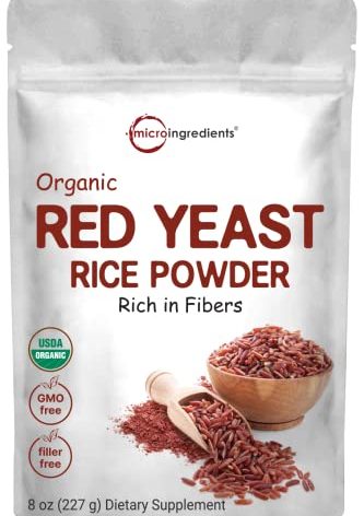 Micro Ingredients Organic Red Yeast Rice Powder, 8 Ounce (1 Year Supply), Non-GMO, Vegan Friendly