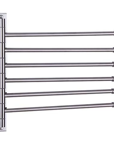 GERZWY Bathroom Swing Arm Towel Bars Wall Mount Bath Towel Rack with 6 Arms Hanger Towel Holder Organizer Brushed Stainless Steel HYG06-LS