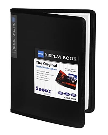 Sooez 30-Pocket Binder with Plastic Sleeves 8.5x11 (Black), Heavy Duty Art Portfolio Folder with Clear Sheet Protectors, Display 60 Pages, Presentation Book for Artwork, Document Organizer Binder