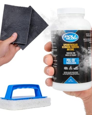 Poli Ox Oxidation Removal Kit for RVs & Boats - Removes Heavy Oxidation, Stains, Grime - Safe for Fiberglass, Gelcoat, Vinyl Decals - Includes 16 Oz Cleaner, Scrub Pad & Sanding Pads - 4-in-1 Kit