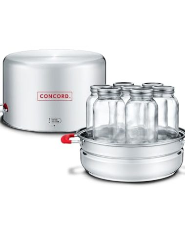 Concord Stainless Steel Turbo Steam Canner Canning Steamer Pot Set. Includes Canning Rack and Mason Jars (Induction Compatible).