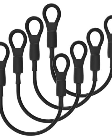 SDTC Tech 4-Pack Heavy Duty Loop End Cable Braided Stainless Steel PVC Coated Safety Wire Rope for Outdoor Travel Home Hanging Transport, 5mm Thickness 12 Inch Length 200lb Tensile Force