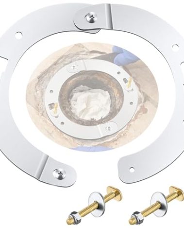 Ceoighe 2 Piece Toilet Flange Repair Kit, Toilet Flange Repair Ring with 1/4" x 2-1/4" Closet Bolts, Stainless Steel Split Ring for Cast Iron, PVC or ABS(1 Pack)