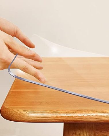 Transparent Vinyl Desk Cover Protector Clear Office Compurte Writing Desk Mat Crytal Plastic Dining Living Room Table Protector PVC Table Pads Anti Scratch Waterproof Non-Slip 14x55 Inch 1.5mm Thick