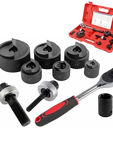 iGeelee Ratchet Knockout Hole Punch Driver Kits 1/2 to 2 inch SLUG-Buster Knockout Electrical Conduit Hole Cutter Set KO Tool Kit (CC-60)