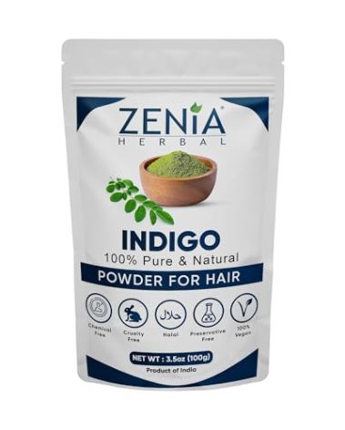 Zenia Indigo Powder (Indigofera Tinctoria) | Hair/Beard Dye Color 3.5oz (100g) | 100% Pure & Natural | No Preservatives