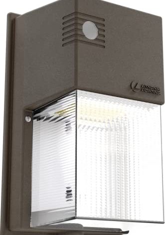Lithonia Lighting 7" Mini LED Wall Pack Outdoor Light Fixture, 3-Way Selectable CCT 3000K/4000K/5000K, Adjustable Lumens, Dusk to Dawn Photocell, MVOLT, Bronze (TWS LED ALO SWW2 MVOLT PE DDB M2)