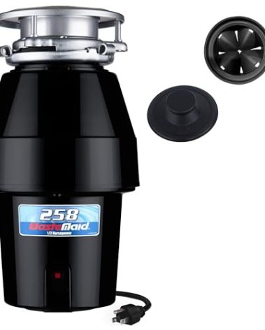 Waste Maid 10-US-WM-258-3B Garbage Disposal Anti-Jam Stainless Steel Food Waste Grinding System, 1/2 HP Mid Duty, Black