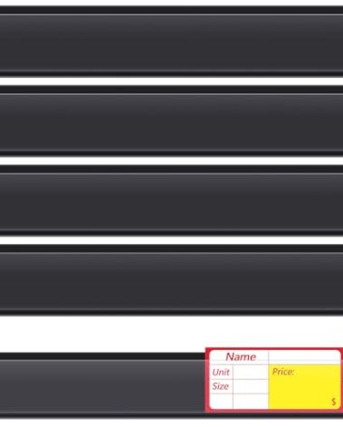 Spiareal 50 Pcs 47.8 x 1.38 Inch Shelf Label Strips Adhesive Back Stick on Data Price Tag Holder Clear PVC Adhesive Ticket Channel for Supermarkets Convenience Shops(Black)
