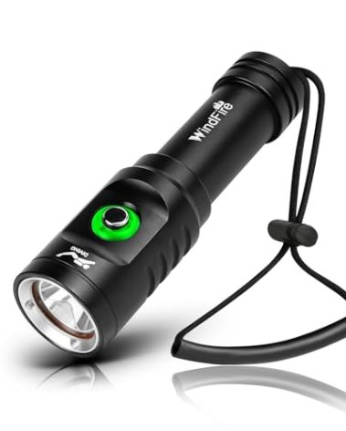 WINDFIRE Dive Light Scuba Diving Flashlight, Super Bright Rechargeable Waterproof Torch with Power Indicator, 3 Modes Underwater Lights, Scuba & Snorkeling Safety Dive Lights for Night Diving