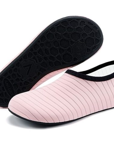 ANLUKE Water Shoes Barefoot Aqua Yoga Socks Quick-Dry Beach Swim Surf Shoes for Women Men Pink 42/43