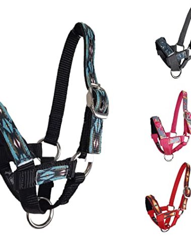 Tahoe Tack Nylon Overlay Alpaca Halter with Padded Noseband (Blue Aztec, Small)