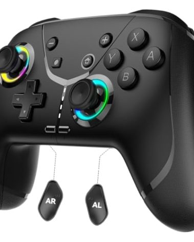 Switch Controller, Wireless Pro Controller for Nintendo Switch 2/Switch/Lite/OLED, Bluetooth controllers Compatible with iPhone/Mac/iPad/iOS/Android/Phone/PC/Steam and TV with Programming/RGB4/Vibration / 3 Turbo Modes/6-Axis/Motion