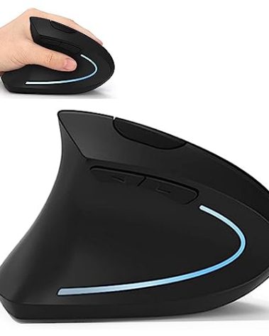 Lekvey Left Handed Mouse, Wireless 2.4 GHz USB Lefty Left Hand Ergonomic Vertical Mouse, Less Noise - Black