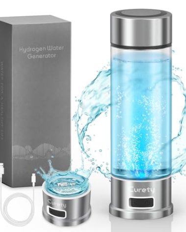 Curety Hydrogen Water Bottle, 1500ppb Hydrogen Water Machine with SPE/PEM Technology, Alternative for Hydrogen Water Pitcher, Water Ionizer, Hydro Water Bottle for Health