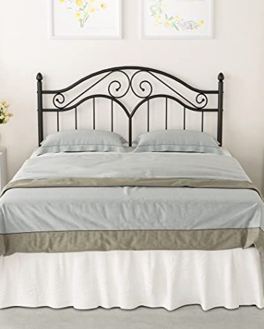 Elephance Queen Size Metal Bed Frame with Vintage Headboard,11 Inches Storage Space Platform Bed No Box Spring Needed Easy Assembly,Black