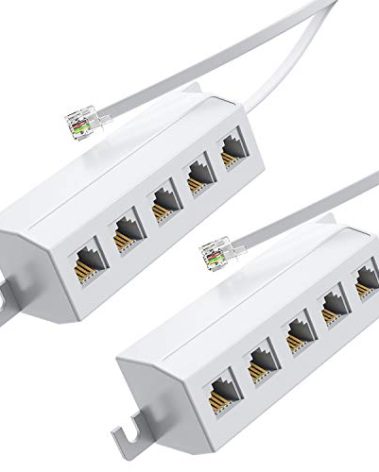 Phone Line Splitter Adapter 1 to 5, RJ11 6P4C Male to 5 Way 6P4C Female Socket Used for Connect Printer, Fax Machine and Multiple Landline Telephones