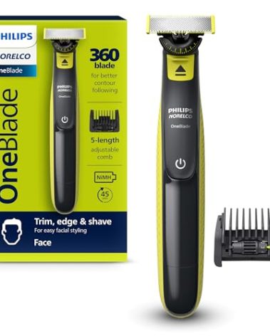 Philips Norelco OneBlade 360 Hybrid Face, Electric Beard Trimmer and Shaver, with 360 Blade Technology, 1x 360 Blade for Face, 5in1 Adjustable Comb, Model QP2724/90