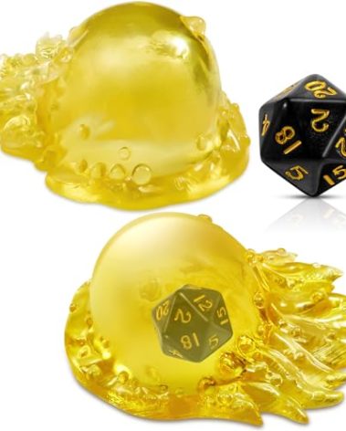 Deekin Dice Jail Gelatinous Cube Dice Prison Resin Cage Translucent Miniature Accessory for Table Game Party Gatherings Gifts(Yellow)
