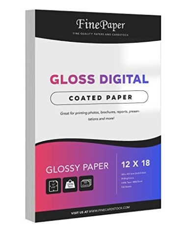 Gloss Digital Paper – Perfect for Color Laser Printing, Design Proposals, Flyers, Brochures | 12 x 18 | Glossy 100lb Text (40lb Bond) Paper | 94 Bright | Acid Free, Coated Finish | 100 Sheets per Pack