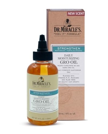 Dr. Miracle's Daily Moisturizing Gro Oil, Blended with Vitamins A, D, E, Avocado & Aloe Vera For Healthy Hair Growth, 4 Ounce