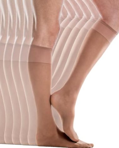 Silkies Ultra Knee Hi's with Energizing Support (6 Pair Pack) - One Size/Regular - Suntan