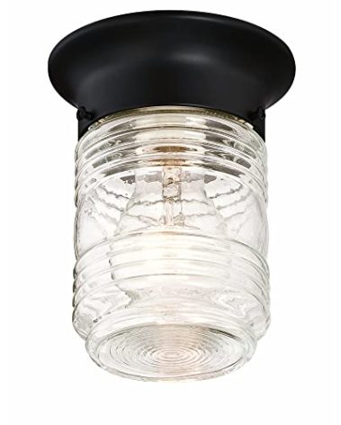 Design House Jelly Jar Ceiling Light, Indoor/Outdoor, Flush Mount, Dimmable, Uses (1) 60W Bulb, Matte Black, 4.8 in. Diameter x 5.9 in. H, 587220
