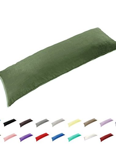 TAOSON 100% Cotton 300 Thread Count Envelope Style Body Pillow Cover,Long Pillowcase Pillow Protector Cushion Cover Non Zippered 20"x48" Fits 21 x 48 Olive Green Solid