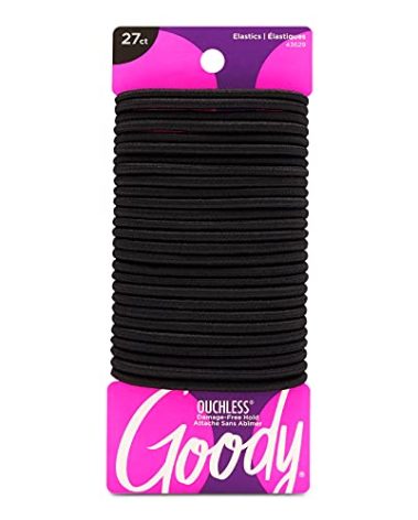 Goody Ouchless Women's Elastic Hair Ties - 27 Count, Black - 4MM for Medium Hair - Long-Lasting Braids, Ponytails, and More - Pain-Free Hair Accessories (Packaging May Vary)