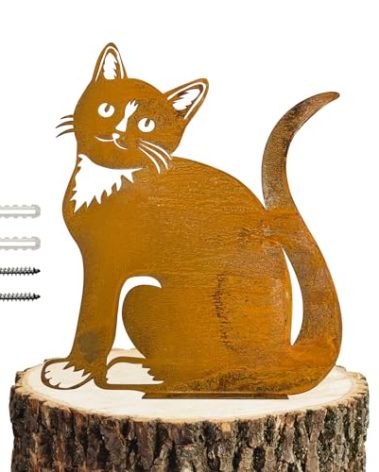 Reagia Rusty Cat, Rusty Cat Decoration, Patina Metal Cat Garden Ornaments Silhouette Simulation Cat Figurine Home Decor Rustic Outdoor Patio Yard Adornment Metal Cat Statues