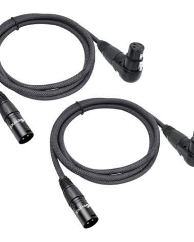 Devinal Right Angle XLR Cable, Angle Female XLR to Straight Male XLR Microphone Mic Cable Cord, 90 Degree XLR Female Adapter for Sound Devices Mixer Recorder 6.6 FT 2 pcs
