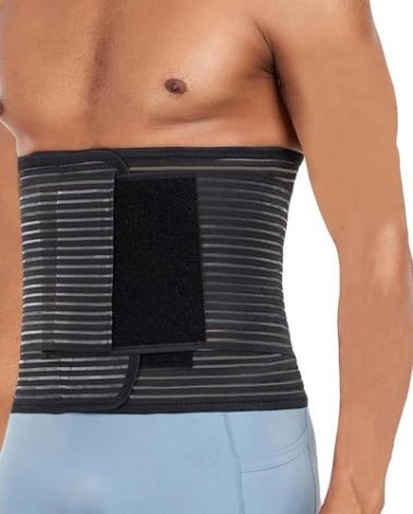 PARPERNA Abdominal Binder Post Surgery Hernia Support Belt Belly Wrap for Men Women, Post-Surgery Stomach Compression Belly Band for Post C Section, Natural Birth, Abdominal Injuries (Black, X-Large)