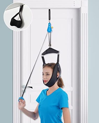 Cervical Neck Traction Device for Home Use, Portable Neck Stretcher Hammock Over Door for Neck Pain Relief, Neck Sling for Spine Decompression