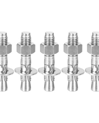 DTGN 1/2" x 2-3/4" Wedge Anchors - 5Pack - Good for Cement and Concrete Wall - 304 Stainless Steel Zinc Plated Screw Bolt Nut Expansion Tube Fasteners