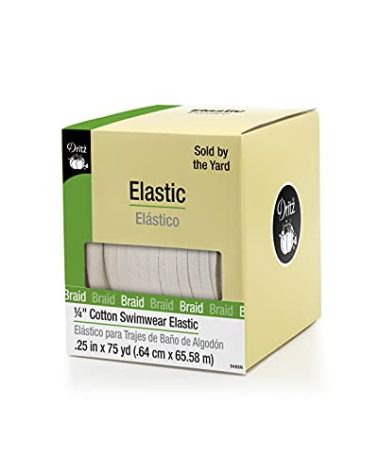 Dritz 9485N Cotton Swimwear Braided Elastic, Natural, 1/4-Inch by 75-Yard