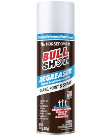 Bull Shot Degreaser, Foaming Degreaser & Grime Remover, Heavy-Duty, AS-SEEN-ON-TV, Residue-Free, Shake, Point & Spray, Emulsifies Grease, Oil Splatters, Glue, Tape Residue & More - Made in the USA