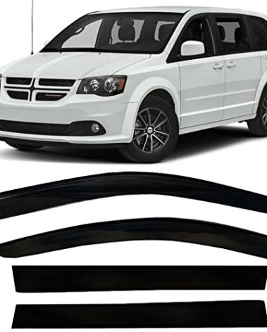Window Visors rain Guards Vent Deflectors Fit 08-18 Chrysler Town & Country/Dodge Grand Caravan, Smoke 4pcs